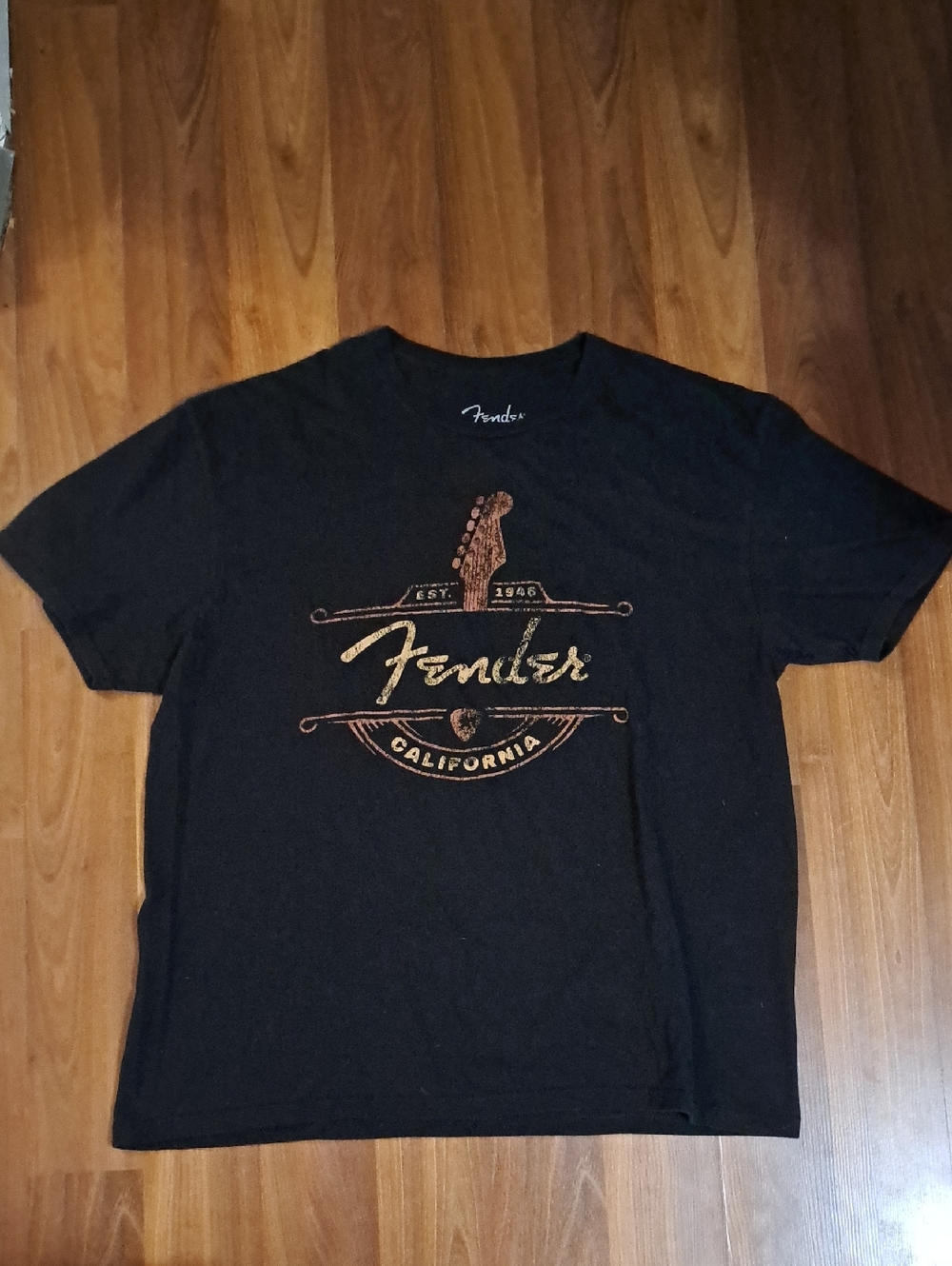Fender Black T-Shirt with Gold California Graphic